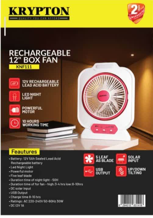 پنکه شارژِی رومیزی کریپتون مدل KNF111